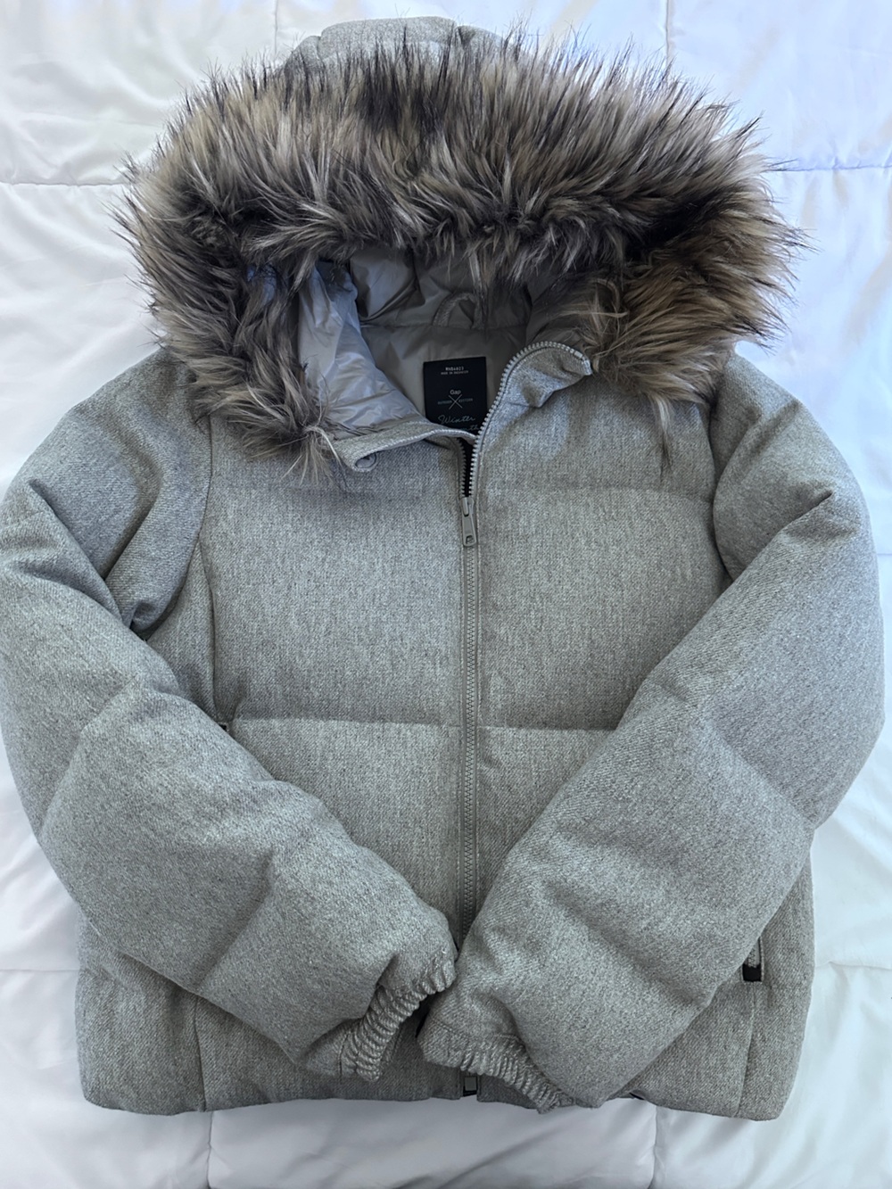Y2K Gap Outdoor Edition Wool Down Puffer Faux Fur Jacket L NWT